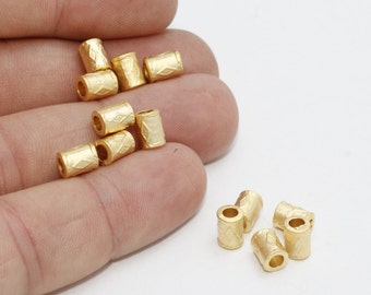 5x6mm 24k Matt Gold Tube Beads, Spacer Tube Beads, Mini Round Tubes, Bracelet Beads, ZB, BRT591