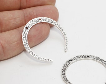 5 Pcs 32x34mm Antique Silver Horn Charms, Horn Pendant, Moon Pendant, Horn Necklace, Crescent Moon Charm, Silver Plated Findings, HV, KDR105
