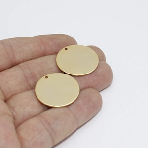 25mm 24k Shiny Gold Round Charms, Round Disc, Personalized Disc, Stamping Tag, Gold Coins, Medallion, Gold Plated Findings, PK, BRT686