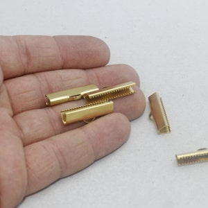 25mm Raw Brass Ribbon Crimps, Cord End, Fasteners Clasp, Crimp Clasps, Ribbon Claws, End Cap, Raw Brass Findings, FV, SOM185