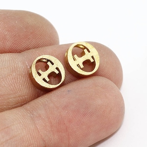7x9mm Raw Brass Eta Letter, Eta Letter, Greek Letters, Eta Jewelry Beads, Greek Alphabet, Eta Charms, Raw Brass Letters, SOM257