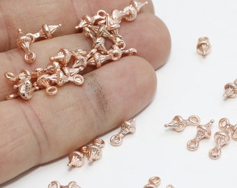 50 Pcs 4x11mm Rose Gold Drop Charms, Mini Drop Charms, Spike Charms, Bracelet Charms, Pendant Charms, Rose Gold Plated Findings, DC, ROSE388