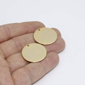 5 Pcs 25mm 24k Shiny Gold Round Charms, Round Disc, Personalized Disc, Stamping Tag, Gold Coins, Medallion, Gold Plated Findings, PK, BRT686