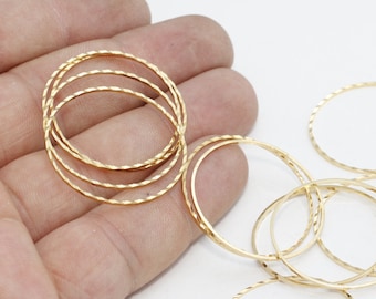 20 piezas 30mm 24k anillo cerrado de oro brillante, conectores, conector de círculo, círculos simples, aros chapados en oro, anillo, hallazgos chapados en oro, BRT539