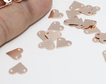 Rose Gold Plated Heart Charms, 9x10mm , Heart, Heart Coins, Stamp , Personalized , RD, ROSE386