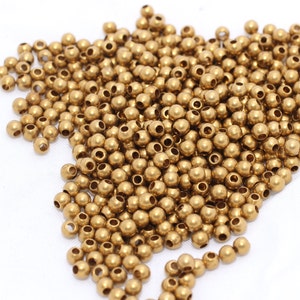500 Pcs 3mm Raw Brass Beads, Spacer Beads, Hollow Beads, Tiny Spacer Beads, Bracelet Beads, Ball Beads, Raw Brass Findings, BG, BDS3