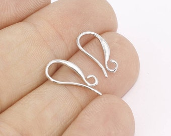 12 Pcs 8x15mm Silver Plated Earring Hooks, Fish Hooks, Ear Wires, French Hook Earrings, Silver Plated Earrings, Earrings Findings, EW, CMR81