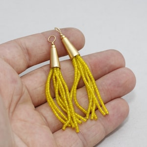 6x70mm Yellow Beads Tassel, Yellow Afghan Tassel, Beaded Tassels, Long Heishi Bead Tassels, Seed Bead Tassel, Long Tassel, AFG47