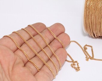 THE46 16,5 Feet Black Faceted Chains 2,2x3mm flat curb chains brass soldered chains