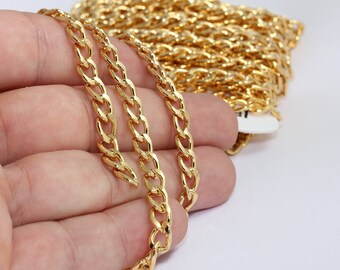 THE46 16,5 Feet Black Faceted Chains 2,2x3mm flat curb chains brass soldered chains