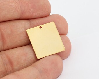 Square Charms Raw Brass Findings Stamping Tag Square Pendant Square Medallion Stamping Blank AE168 20 Pcs 20mm Raw Brass Square Disc
