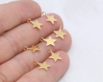 8 mm UFLF 100Pcs Mini Star Charms Pendants Copper Star Charms for Jewellery Making DIY Necklaces Bracelets Gold 7 8 mm UFLF 100Pcs Mini Star Charms Pendants Copper Star Charms for Jewellery Making DIY Necklaces Bracelets Gold 7