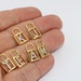 10x16mm 24k Shiny Gold Letter Charms CZ Padlock Letter Beads image 0