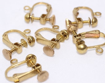 Raw Brass Screw Back Earring Clips, Adjustable, No Piercing (20 Pcs), CHK188