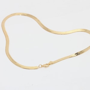 17" 5mm 24k Shiny Gold Snake Chains, Wide Snake Chains, Cable Chains, Snake Choker Necklace, Ready Necklace, Gold Plated Necklace, BXB284