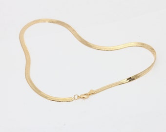 17&quot; 5mm 24k Shiny Gold Snake Chains, Wide Snake Chains, Cable Chains, Snake Choker Necklace, Ready Necklace, Gold Plated Necklace, BXB284