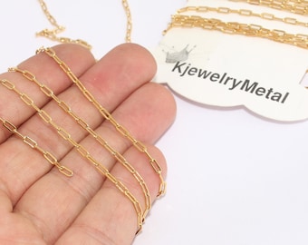 2,2x5,2mm 24k Shiny Gold Link Chain, Bar Chain, Cable Chunky Chain, Paperclip Chain, MLC, BXB353