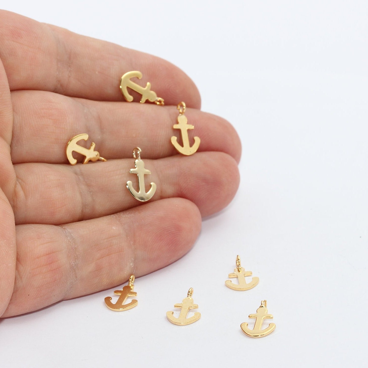 8x13mm 24k Shiny Gold Anchor Charm 