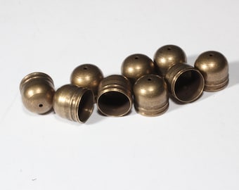 50 piezas 7x8mm tapa de bronce antiguo, tamaño interior 7 mm, tapa de cordón, tapa de latón, extremo del cordón, tapa del extremo de la pulsera, hallazgos chapados en bronce, ISE, NED16