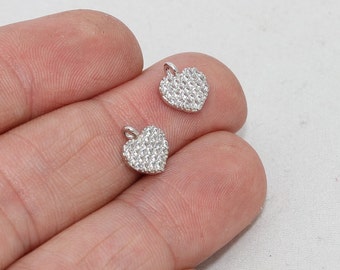 8mm Silber vergoldet Herz Charms, Micro Pave Herz, Mini Herz Charms, Zirkonia Herz Charme, CZ Armband Charms, CZ Perlen, ZRCN ZRCN246