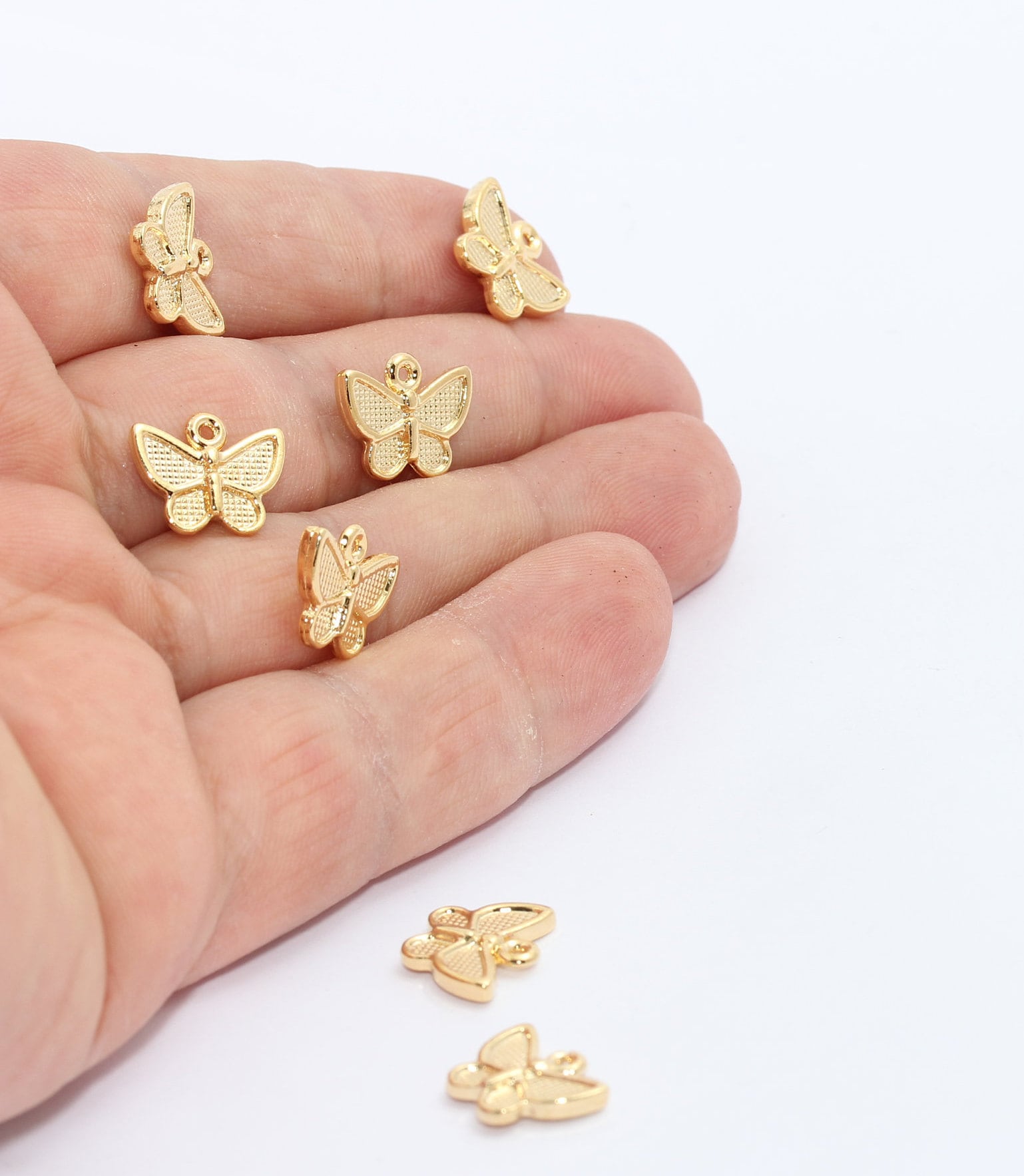 Charms 15x16 mm Pendant 1 Pieces GM9-2 Polished Gold Plated Blue Butterfly Pendant