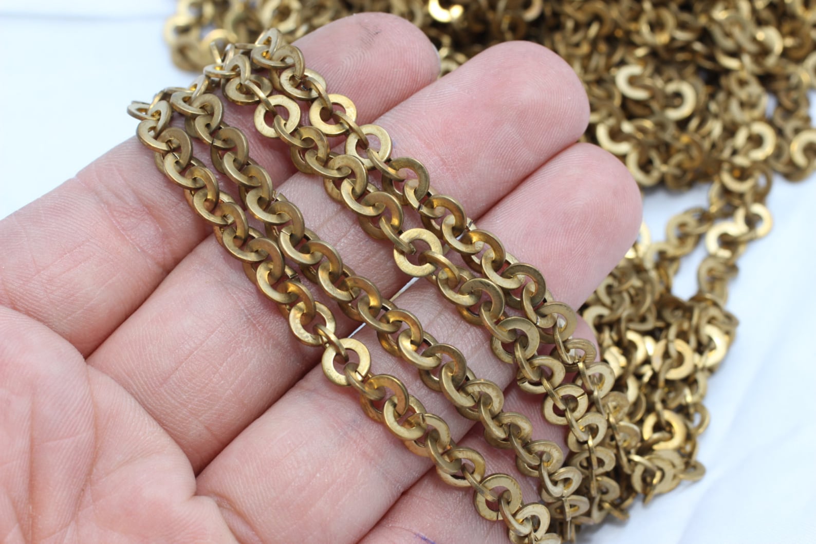 Raw Brass Bar Chain 6mm Link Chain Brass Chains Rolo Etsy