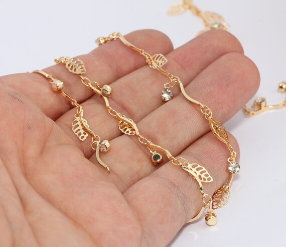 24k Shiny Gold Leaf Chains Leaf Bead 