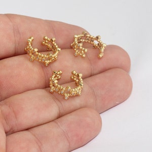 17mm 24k Shiny Gold Micro Pave Ear Cuffs, Non Pierced Ear Cuffs, Elegant Earrings, White Stone Cuff Earrings, Gold Plated Earrings, MLS320