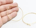50mm 24k Shiny Gold Earring Hoops, Hoop Ear Wire, Hoop Earrings, Earring Settings, Large Hoops, Gold Plated Earrings, HES, EAR29
