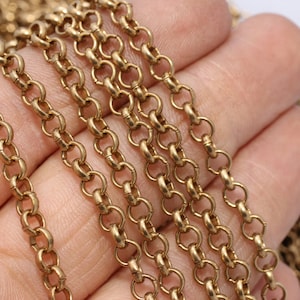 3,3 Feet 4,5mm Raw Brass Rolo Chain , Bulk Lot Chain,  Brass Link Chain, Rolo Chain, Raw Brass Chains, BXB155