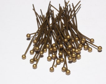 23 Ga 35mm 100 Pcs Bronze Ball Head Pins , Bronze Findings , Jewelry Making, CLS3