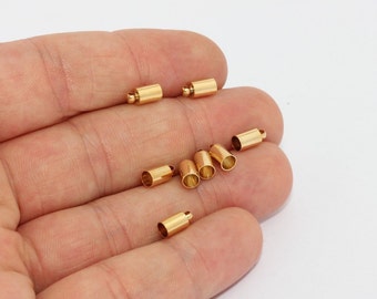 24k Gold Plated Brass 35mm Cord End Caps, Tassel Findings, FEC, MTE1156