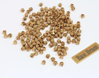 50 Pcs 3mm Brass Faceted Beads, Brass Diamond Beads, Cube Beads, Brass Spacer Beads, Brass Faceted Beads, Industrial Beads,  KA36