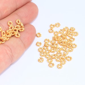 5mm 24k Matt Gold Rondelle Beads, Spacer Beads, Leather Cord Bracelet Charms, Braided Spacer Beads, Gold Plated Findings, CHK113-3