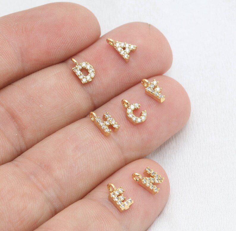 5x8mm 24k Shiny Gold Letters Cubic Zirconia Letter Charms Etsy
