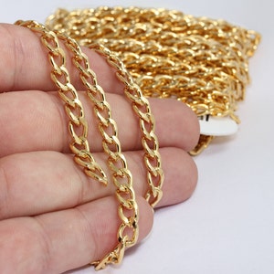 6x9mm 24k Glänzende Gold Facettierte Kette, dicke Curb Kette, Gold Bulk Chain, Chunky Gold Ketten, Starke Curb Kette, Vergoldete Befunde, CHK443