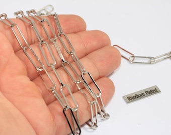 5,2x18mm Rhodium Plated Link Chain, Handmade Chain, Silver Cable Chain, Chunky Chain, Large Link Chains, Silver Plated Findings, CHK235-2