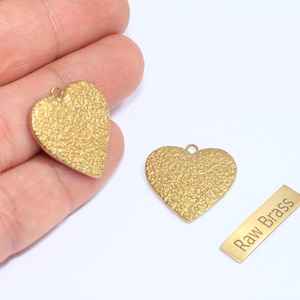 23x24mm Raw Brass Heart Medallion, Hammered Heart Pendant, Love Charms, Heart Charms, Heart Necklace, Raw Brass Findings, CHK412-4