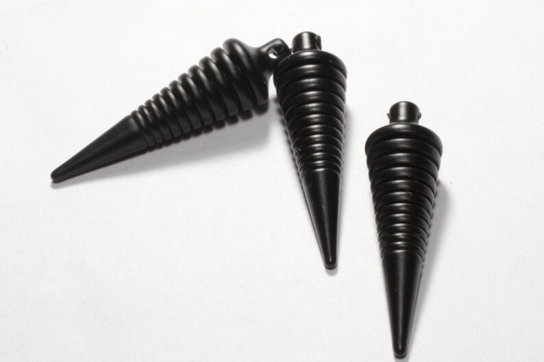 MR ETS92 Spike Cones Pendant Charms Spike Pendant Mens Jewelry 7x27mm Black Plated Spike Charms Long Bar Black Plated Findings