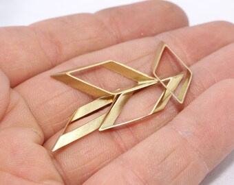 10 Raw Brass Triangle Tube Beads, Geometric Connectors (10x30mm), HK, AE32