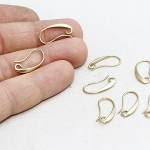 2 Pairs 9x19mm Raw Brass Ear Wires, Raw Brass Fish Hooks, Hook Earring With Loop, Earring Settings, Raw Brass Earring Supplies, EYM10