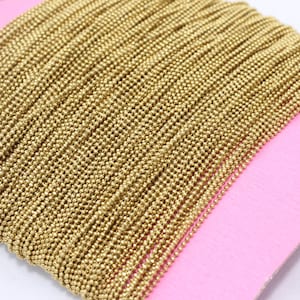 16.5 Feet 1mm Raw Brass Ball Chain, Faceted Ball Chain, Bulk Lot Chains, Lace Ball Chain, Bead Chain, Raw Brass Findings, ZBC, BXB76-1