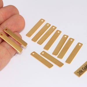 5 x 25 mm 24k Shiny Gold Bar, personalisierte Bar Anhänger, Bar Halskette, Rechteck Charms, vergoldetes Zubehör, BRT345
