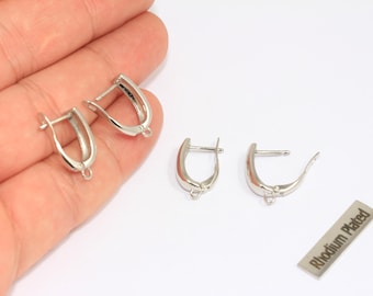 Rhodium Plated Lever Back Earring Findings (12x15mm), CHK103-5