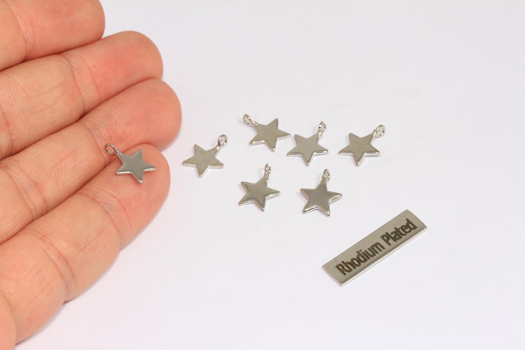 RIMI✫✫✫品 9x12mm Rhodium Plated Star, Star Charm, Star Necklace, Dainty