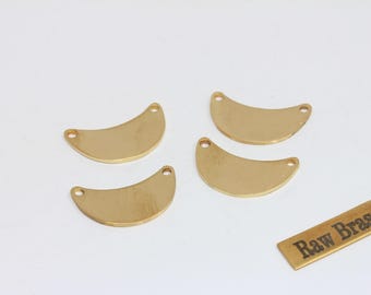 20 colgantes de luna de latón sin tratar, semicírculos (14 x 23 mm), MK, SOM59
