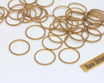 Raw Brass Connectors,Round Rings, Solid Brass Rings, Simple Circles, Raw Brass Hoops, Circle Connectors, Closed Ring Beads , CHK246