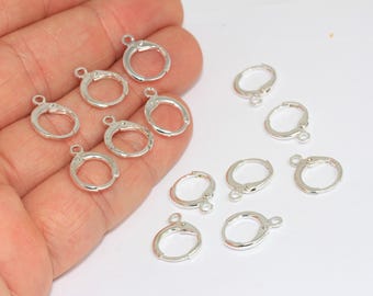 Silver Plated Leverback Earrings, Brass Earring Findings, 12x15mm (5 Pairs), lbe, LER, CMR10