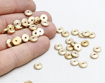 20 Pcs 7,5mm Raw Brass Beads, Rondelle Beads, Coin Beads, Connector, Bracelet Beads, Spacer Beads, Raw Brass Charms, SFB, EYM29