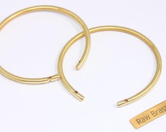 3mm Raw Brass Cuff Bracelet, Adjustable Stacking Bangle (55mm), XP197